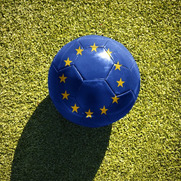 Football,Ball,With,The,National,Flag,Of,European,Union,Lies